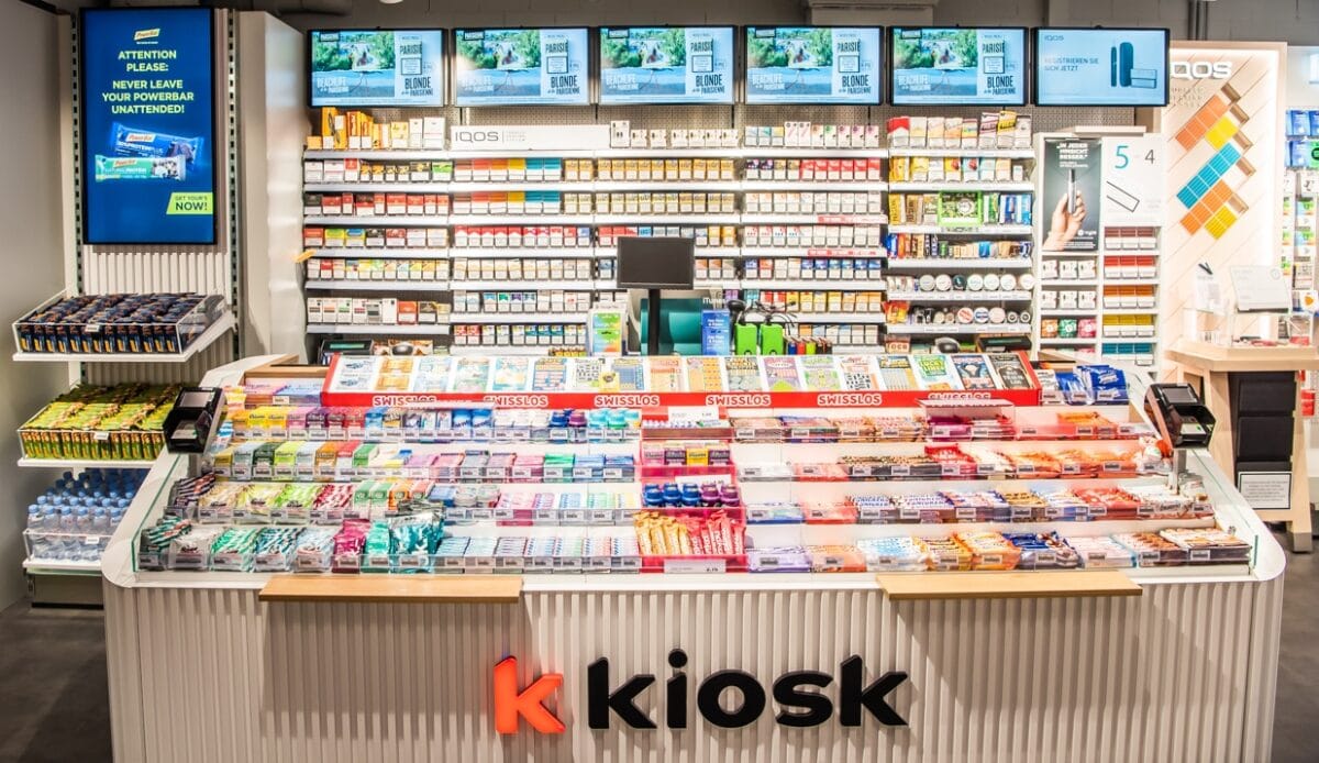 The k kiosk shop design radiates its new image and is much brighter and more modern now.